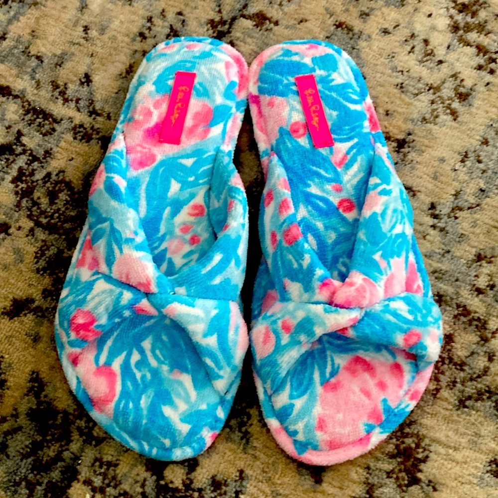Lilly Pulitzer Blue and Pink Slippers